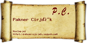 Pakner Cirjék névjegykártya